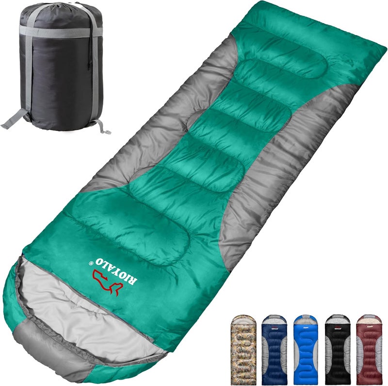 rioyalo 0 Degree Winter Sleeping Bags for Adults Camping (450GSM) - Temp Range (5F–32F) Portable Waterproof Compression Sack- Camping Sleeping Bags for Big and Tall in Env Hoodie: Backpacking Hiking 4 Season - Image 1
